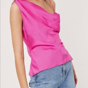 Nasty Gal Satin Asymmetrical Top